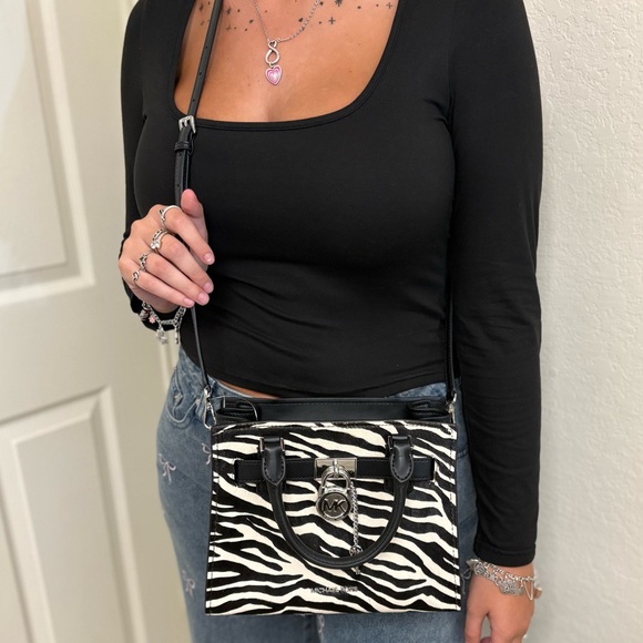 Michael Kors Hamilton Zebra Print Black and white Calf hair Satchel - Picture 1 of 13